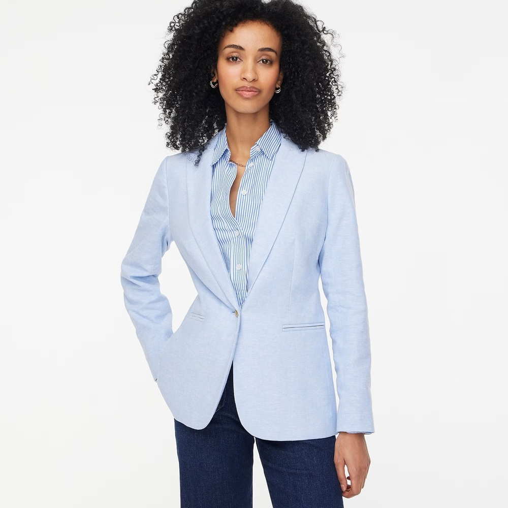 NWT J.Crew NEW!! Linen-blend One-Button Blazer